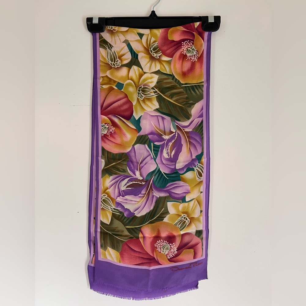 Vintage Oscar de la Renta silk floral scarf